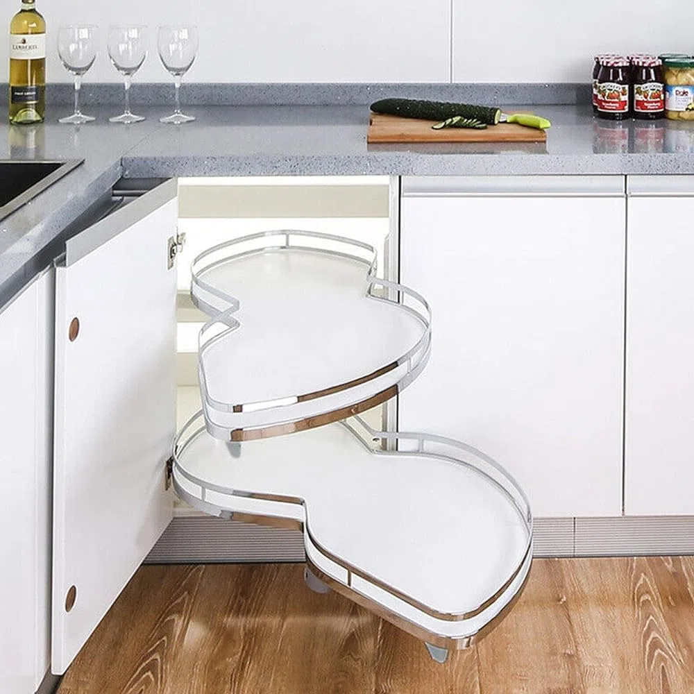 Generisch Küchenschrank, erweiterbarer Eckschrank für Schränke, doppelter Karussellregal, Eckkarussell mit 900 mm, ideal für Küchenorganisation, Platzersparnis