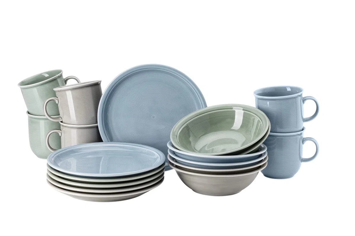 Thomas Trend Colour Mixed II Frühstücksset Geschirr, 18-teiliges Porcelain Dinner Set, Porzellan
