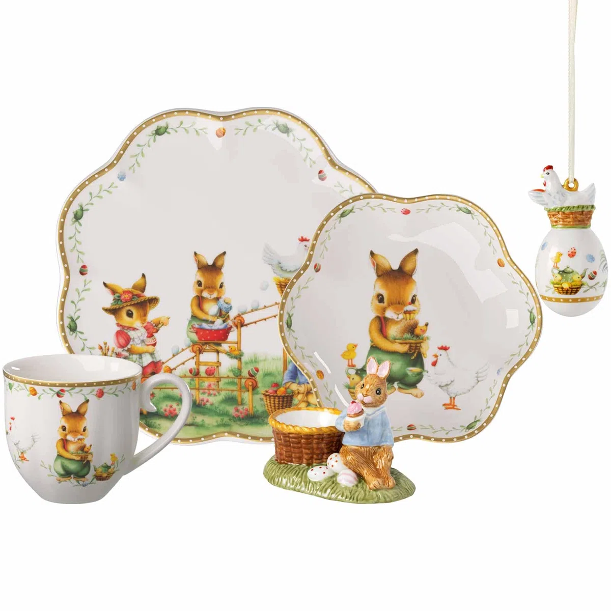 Villeroy & Boch – Annual Easter Edition Set 2026 bunt – Ostern: Becher, Teller, Schale, Eierbecher und Ornament – Oster Keramik – Limitiertes Sammlerstück – Premium Bone Porzellan