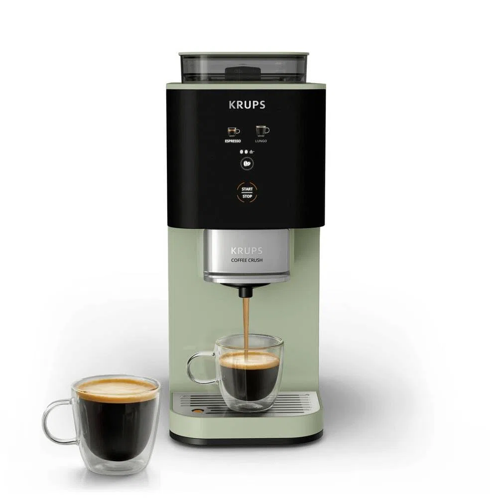 Krups Coffee Crush SA401LE0 automatic espresso machine, 1370W, 1.8l, 15 bar, 3 grinding settings, Green/Black