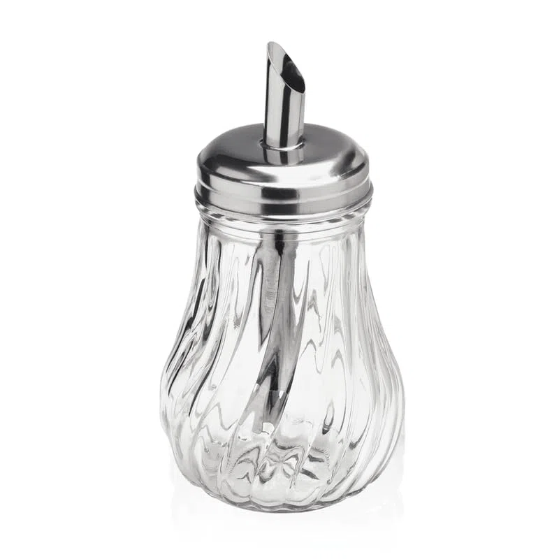 42x Zuckerspender 14 cm Edelstahl Glas Zuckerstreuer 210 ml