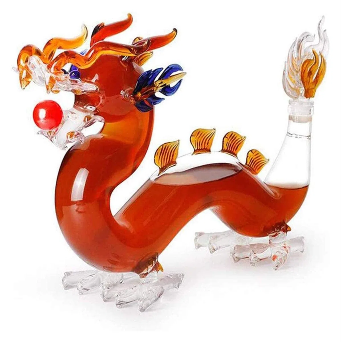 Dekanter, Whiskey-Dekanter, Drachenform, handwerkliche Weinflasche, Borosilikatglas, moderne Einfachheit (Drache, 750 ml)
