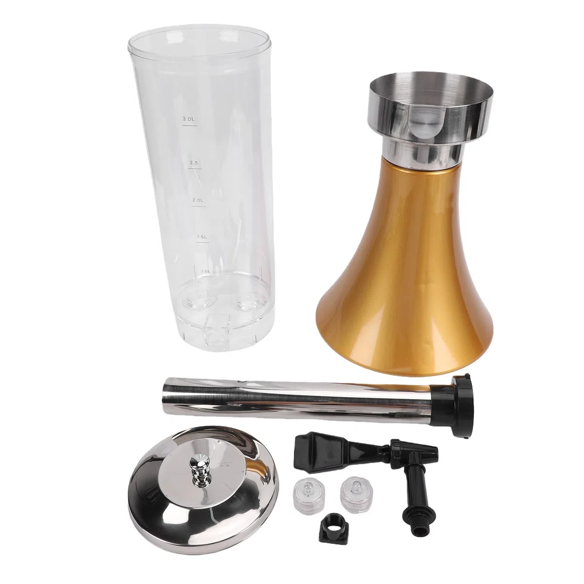 Luocute 3L-Bierspender, Transparenter Kunststoff-Getränketurm mit Edelstahl-Eissäule und Zwei Lichtern, Getränketurm-Spender für Partys für Bar-Partys zu Hause