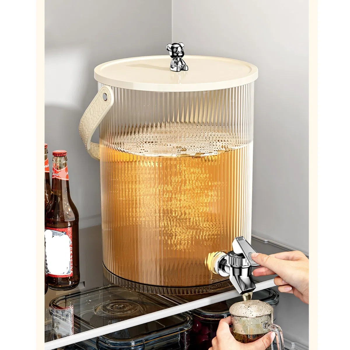 Glas-Getränke-Distributor mit Drachen, Getränkespender mit Ständer und Tablett for Sonnentee, Agua Frescas, Saft, Limonade – 4 l/5,5 l(5.5l)