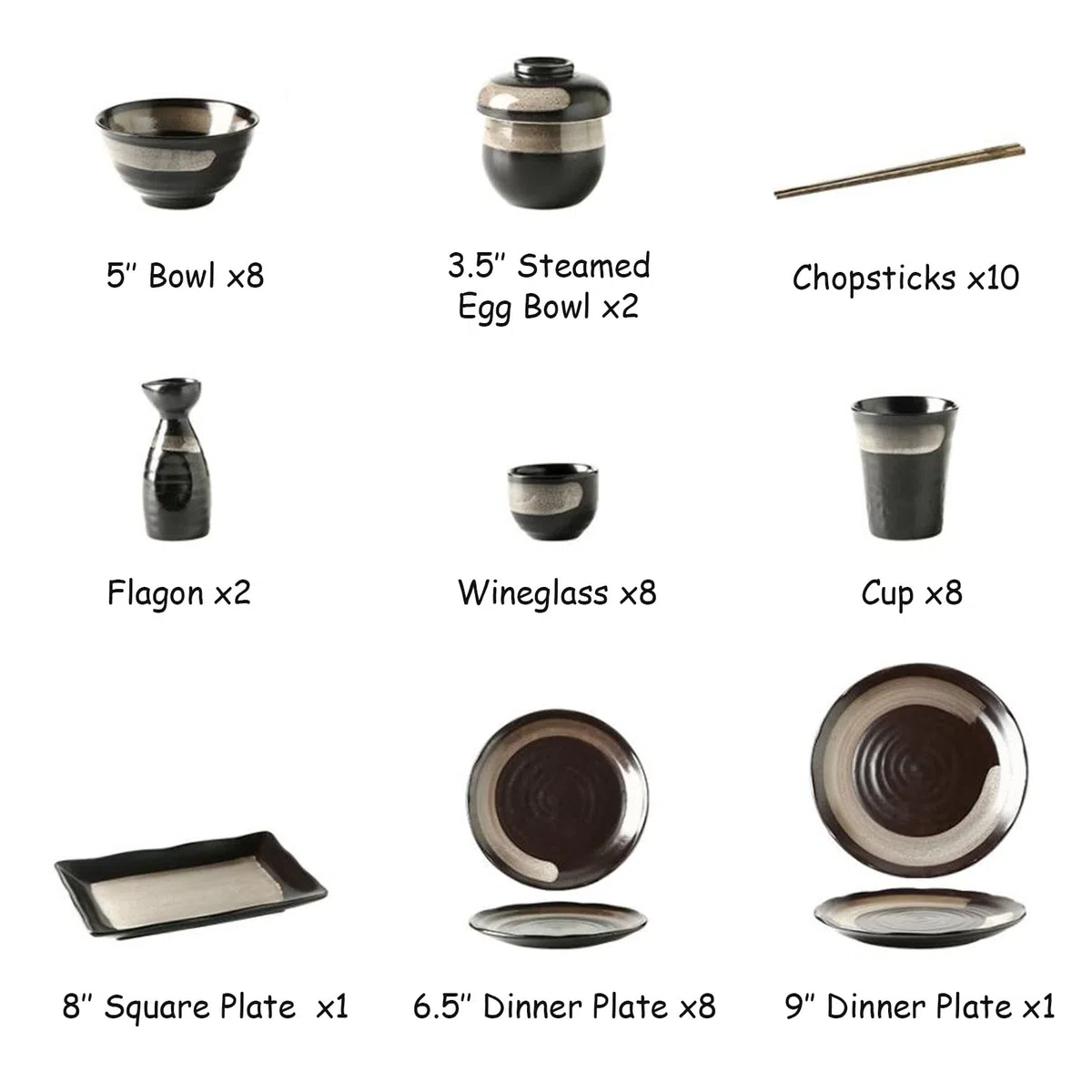 16-Teiliges Japanisches Geschirrset, Steingut-Geschirrset, Retro-Geschirrset Mit Krugbecher, Geschirrset Für 8 Personen, Modernes Geschirrset, Speiseteller, Schüsseln Und Servierplatten
