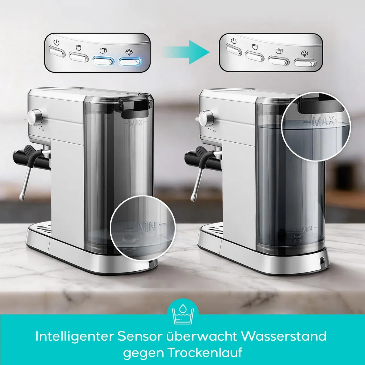 CASABREWS 5418 PRO Kompakte Siebträgermaschine mit 5s Schnellem Aufheizen