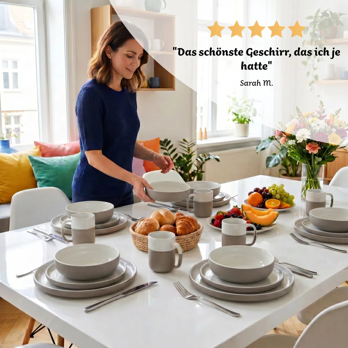 Geschirrset 20-teilig für 4 Personen, Keramik, Pure White