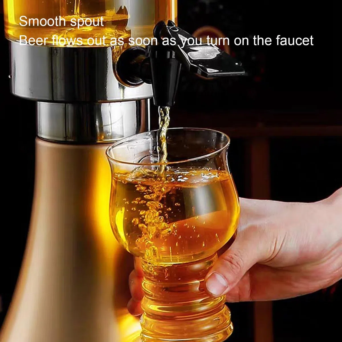 Luocute 3L-Bierspender, Transparenter Kunststoff-Getränketurm mit Edelstahl-Eissäule und Zwei Lichtern, Getränketurm-Spender für Partys für Bar-Partys zu Hause
