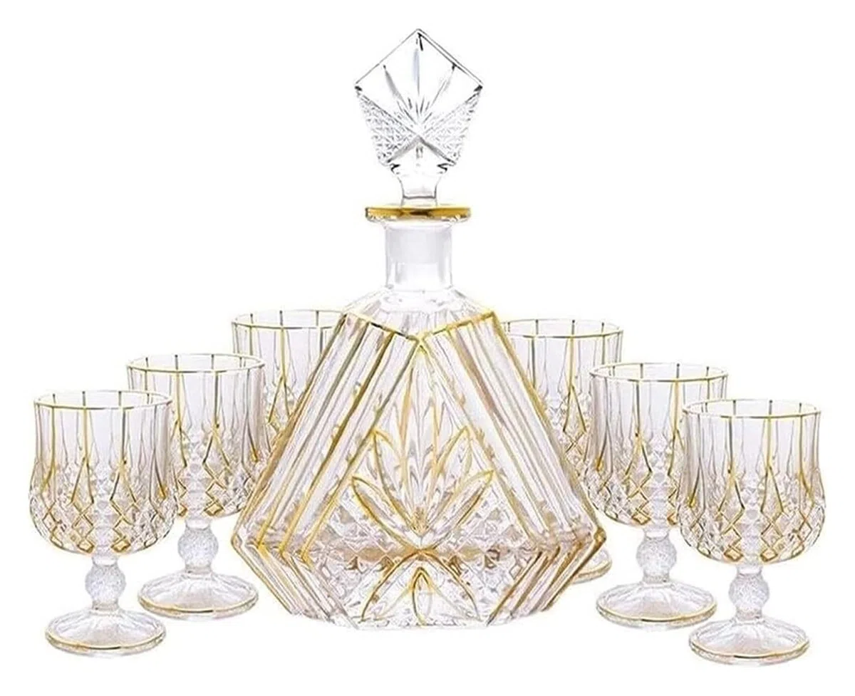 Carafe red Wine Decanter Gift Set7- Piece 1 + 6 Glasses Premium 100% Crystal Glass