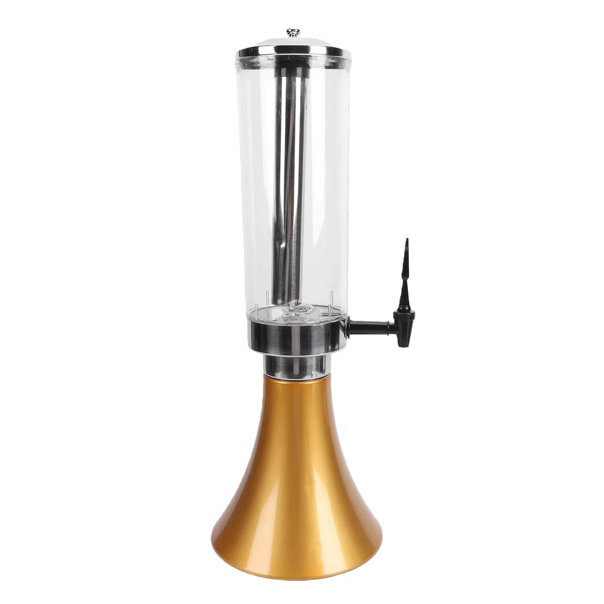 Luocute 3L-Bierspender, Transparenter Kunststoff-Getränketurm mit Edelstahl-Eissäule und Zwei Lichtern, Getränketurm-Spender für Partys für Bar-Partys zu Hause