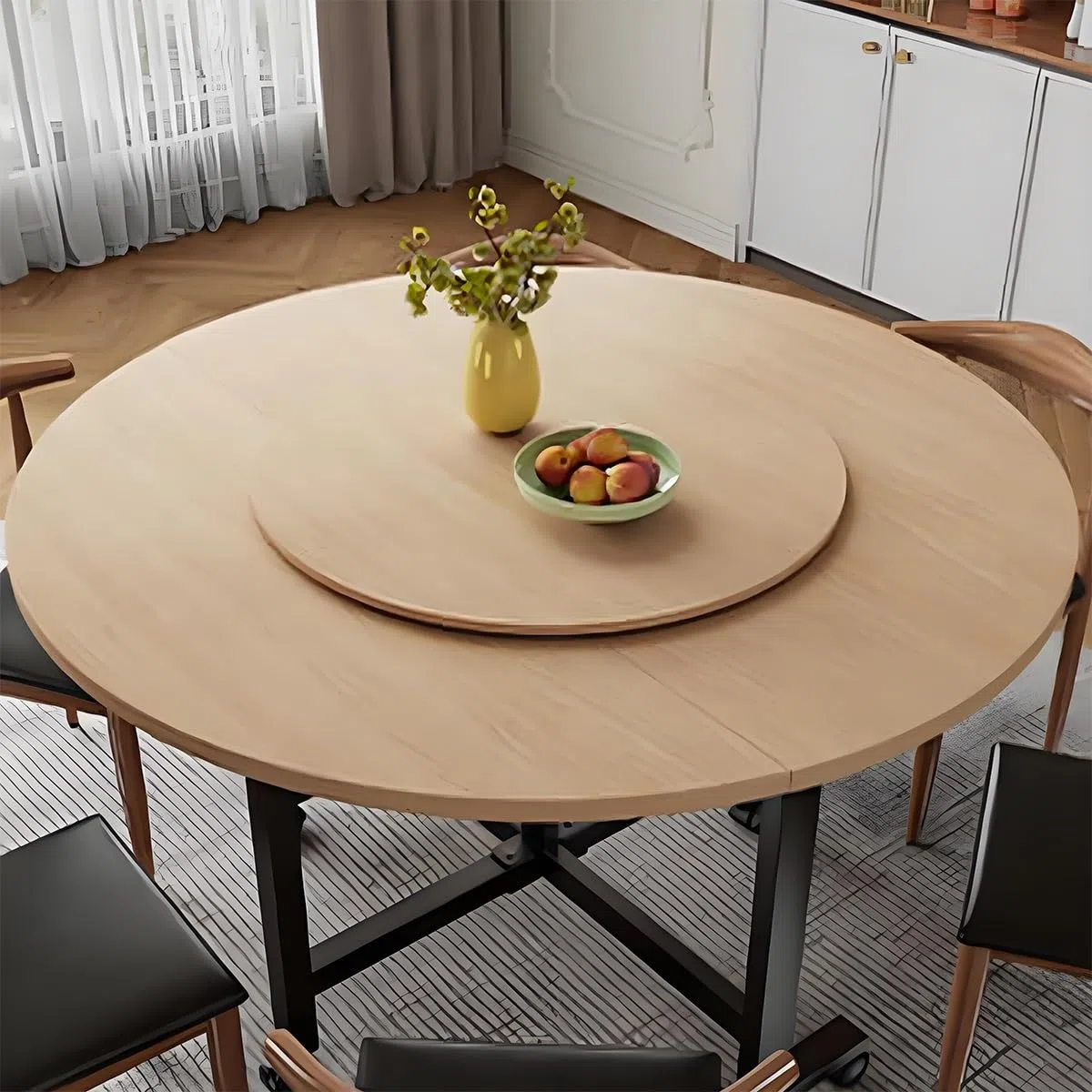 Großes rundes Holztablett für den Esstisch, 90 cm, Marmorstruktur, drehbares Tablett, perfekt für Familienfeiern, Partys und Buffets, Holz-Finish, 50 x 120 cm Optionen