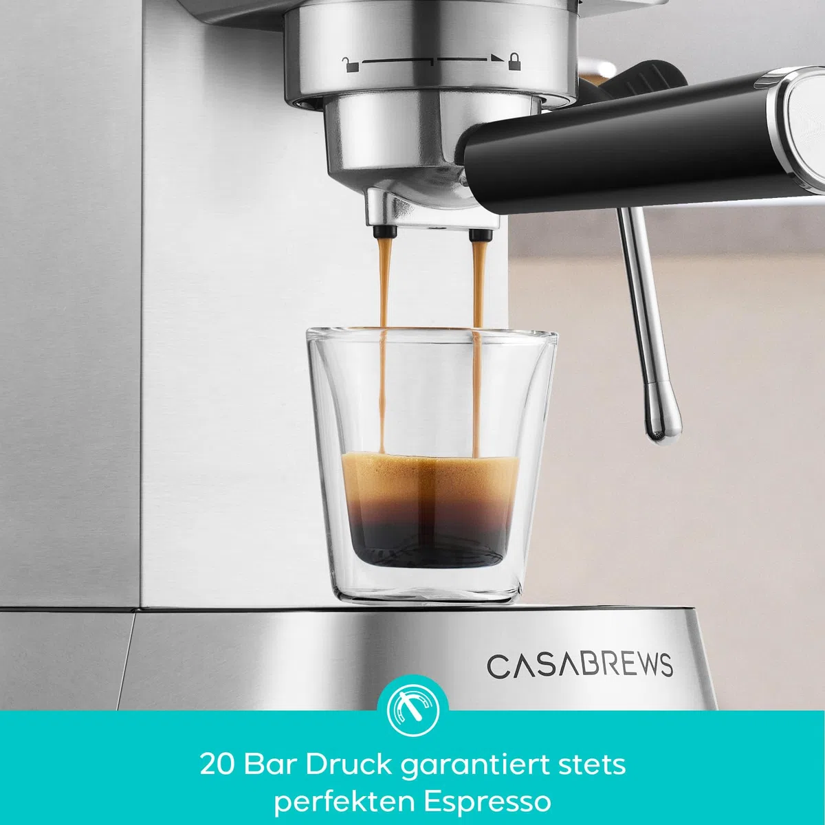 CASABREWS 5418 PRO Kompakte Siebträgermaschine mit 5s Schnellem Aufheizen