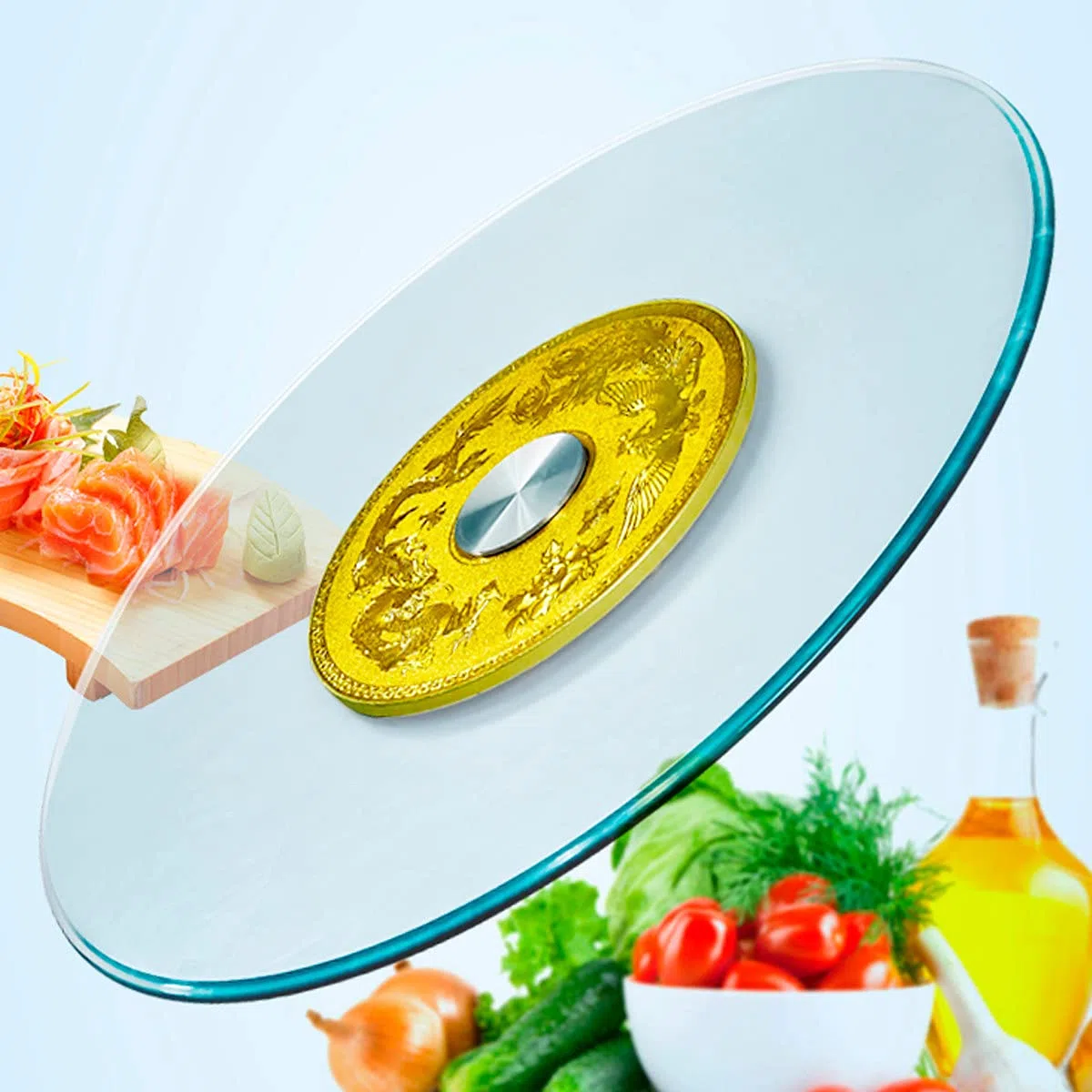 Servierplatte Lazy Susan Drehteller 360º Drehbar Runder Tische Drehplatte,Drehplatte Gehärtetes Glas Servierteller,Pflegeleicht,Robust,Durchmesser: 60cm-120cm,120cm/47.2in