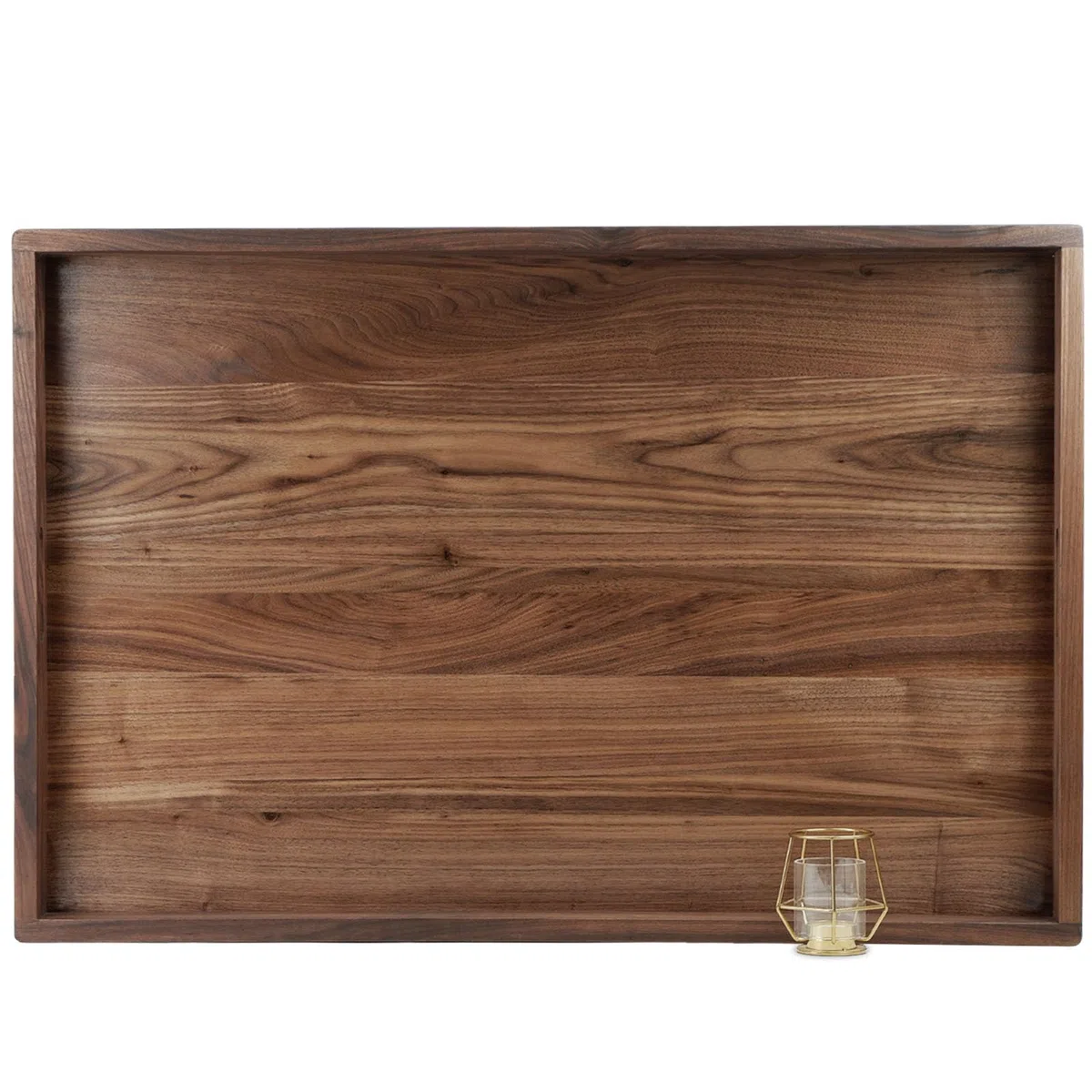 91,4 x 61 cm extra großes rechteckiges schwarzes Walnussholz Ottoman-Tablett mit Griffen, zum Servieren von Tee, Kaffee, klassisches dekoratives Serviertablett aus Holz