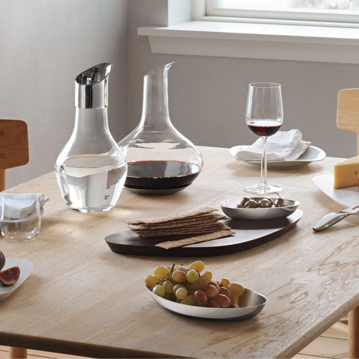 Georg Jensen 10013570 Sky Wein Edelstahl Untersetzer Karaffe, Glas, silber