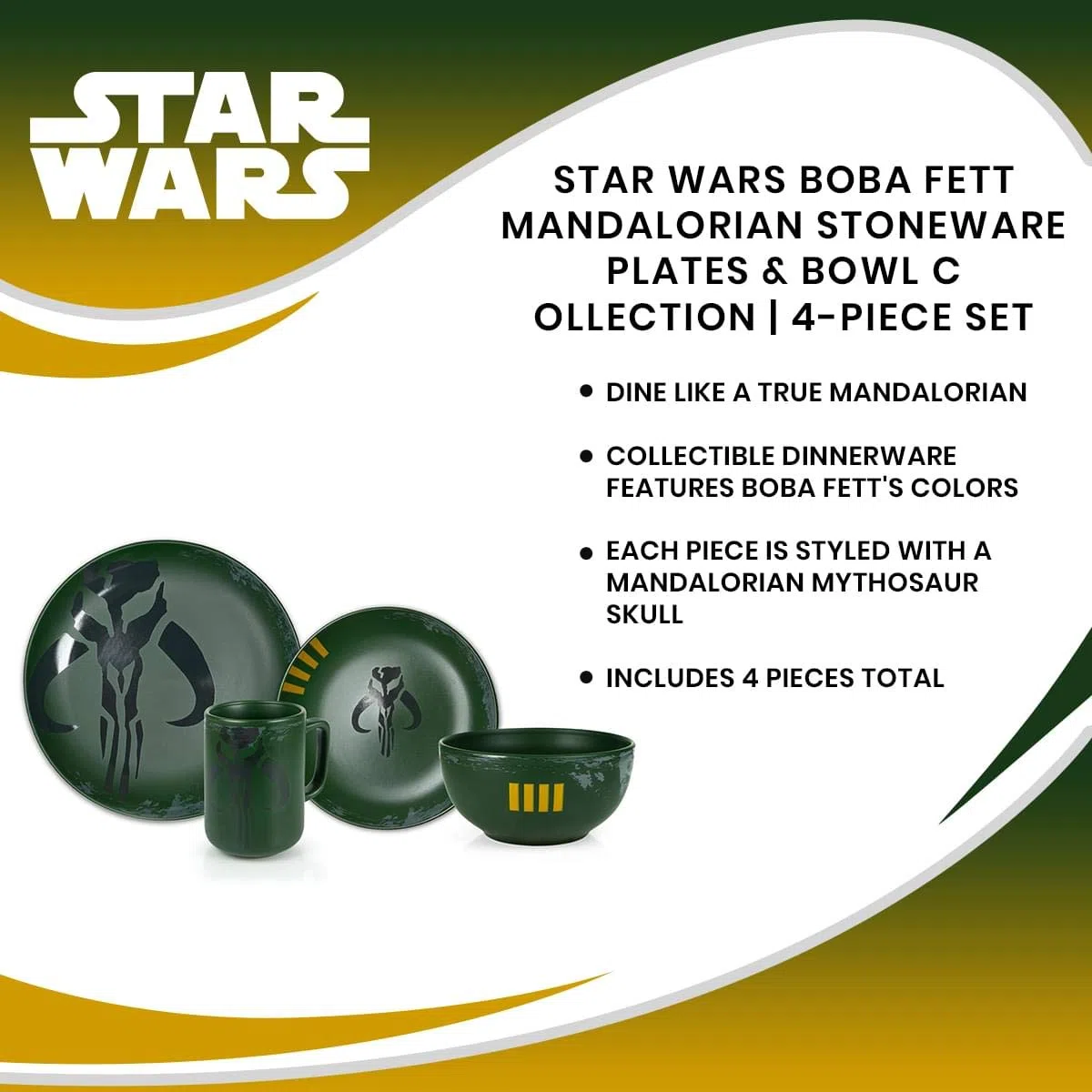 Star Wars Boba Fett Mandalorian Teller & Bowl Collection | 4-teiliges Set